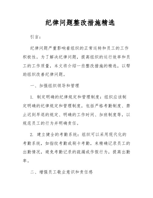 纪律问题整改措施精选