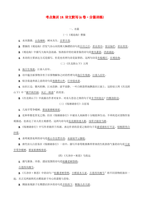 【名师面对面】2020版中考语文考点集训19_含答案