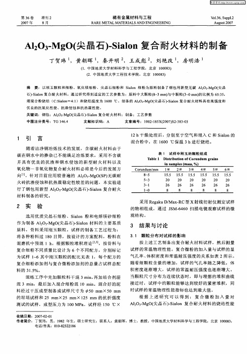 Al203-MgO(尖晶石)-Sialon复合耐火材料的制备