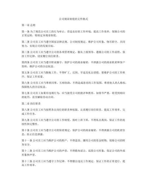 公司规章制度的文件格式