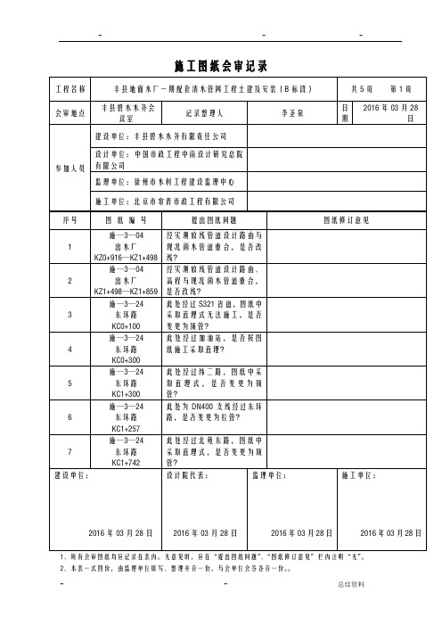 图纸会审记录表