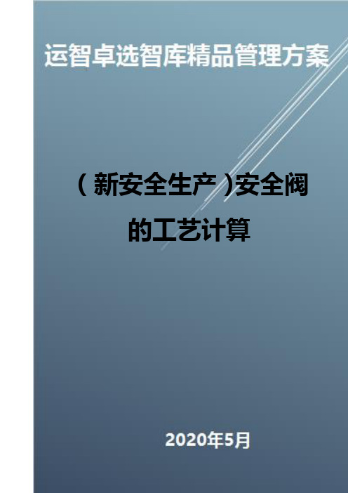 (新安全生产)安全阀的工艺计算