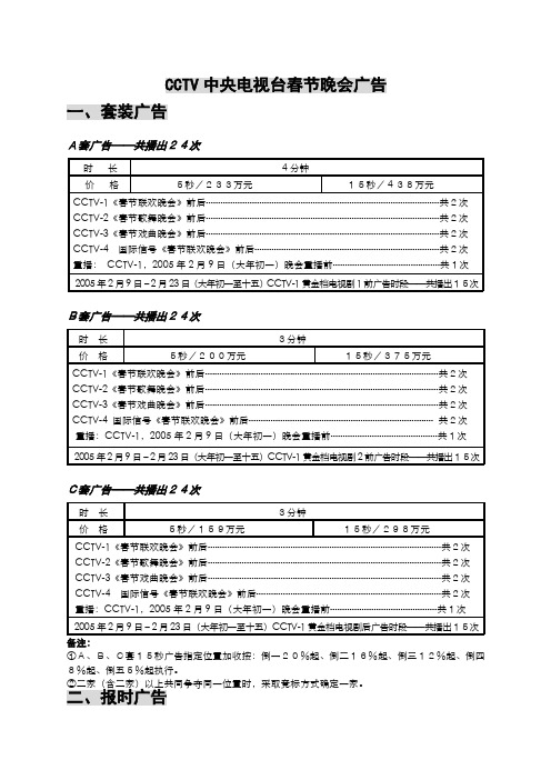 CCTV中央电视台春节晚会广告