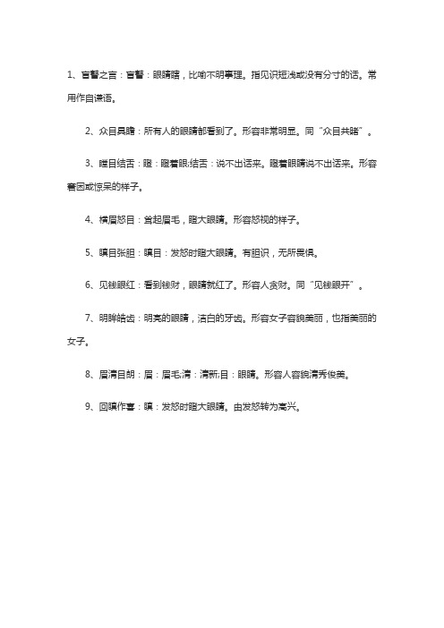 表示眼睛的四字词语