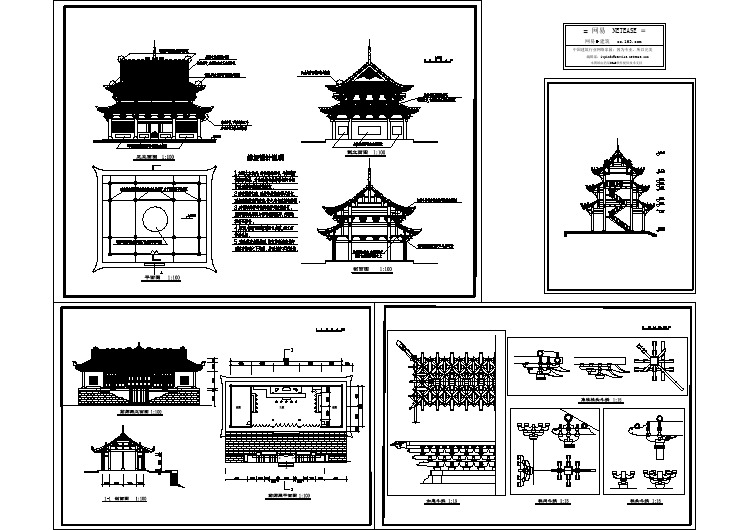 【设计图纸】古建筑设计施工图(精美CAD图例)