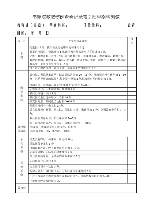 教学常规检查记录表