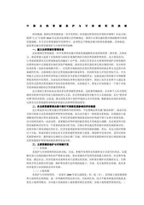 中国自然资源保护与可持续利用战略方案