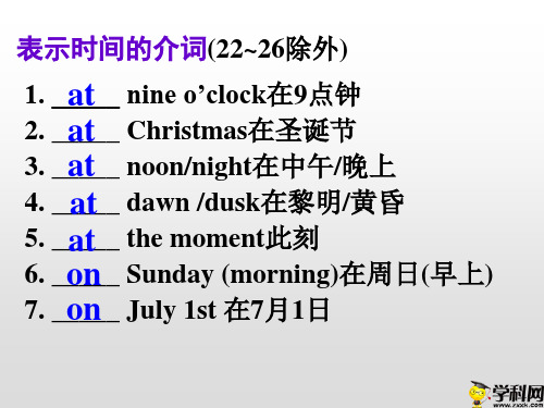 广东省揭阳市第三中学人教版高中英语复习课件：介词短语(共25张PPT)