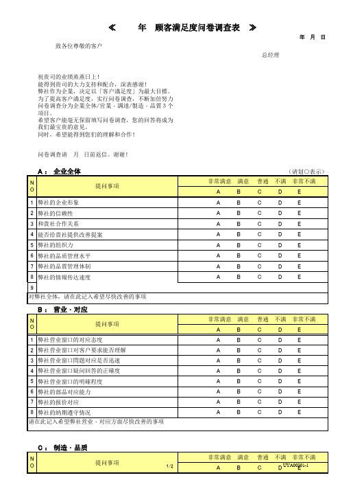 顾客满意度评审表