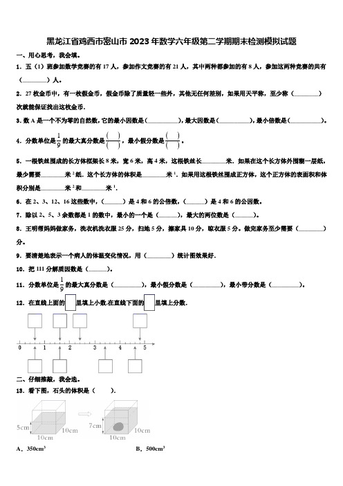 黑龙江省鸡西市密山市2023年数学六年级第二学期期末检测模拟试题含解析