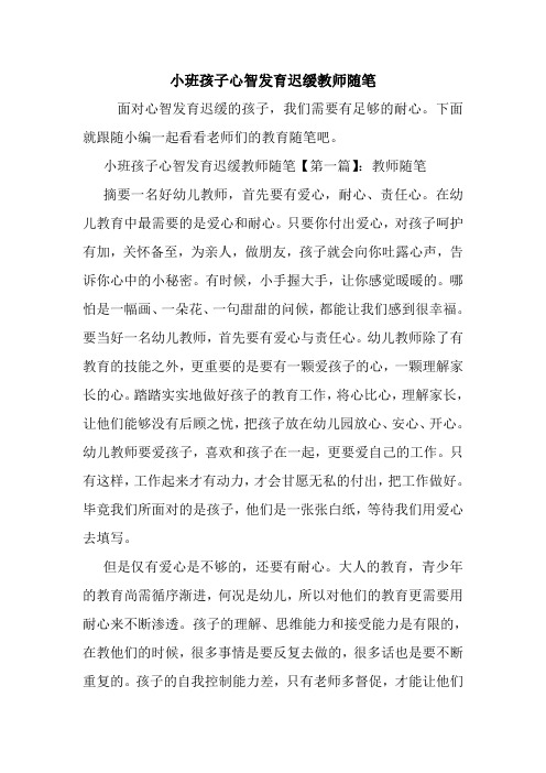 最新小班孩子心智发育迟缓教师随笔