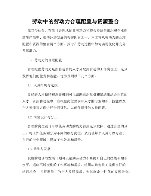 劳动中的劳动力合理配置与资源整合