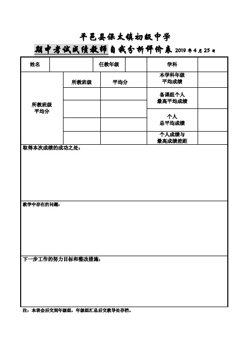 教师成绩自我分析评价表