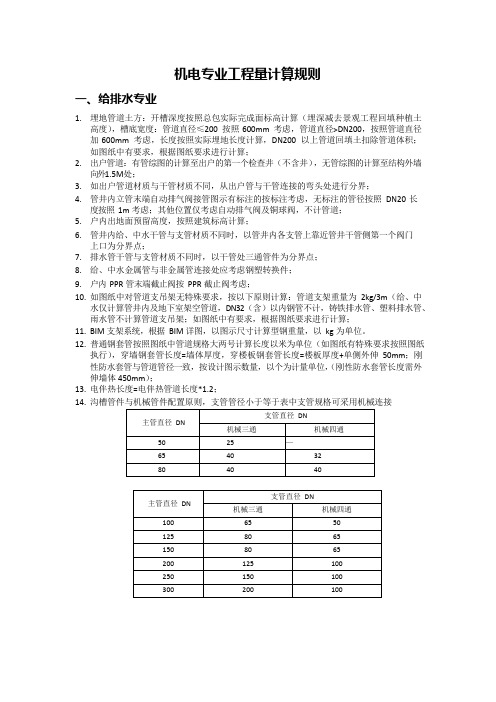 (西安)区域机电安装条线工程量计算规则