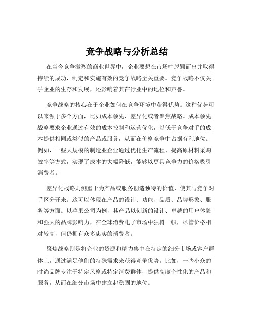 竞争战略与分析总结