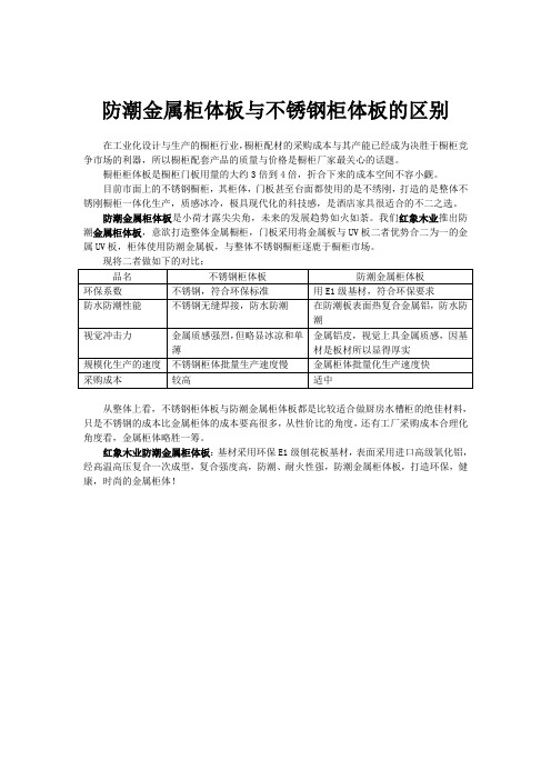 防潮金属柜体板与不锈钢柜体板的区别