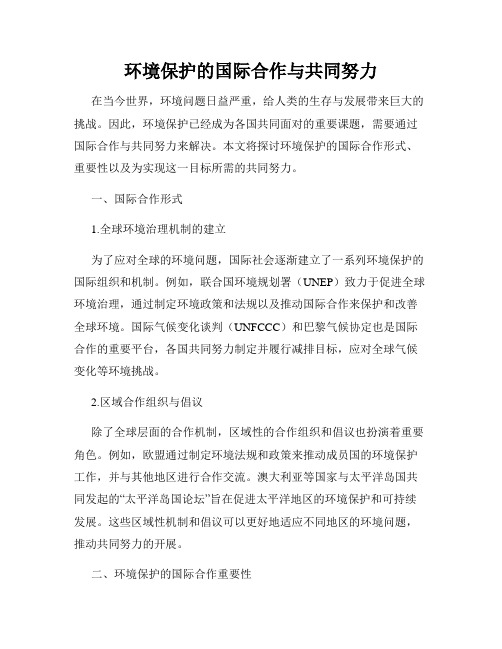 环境保护的国际合作与共同努力