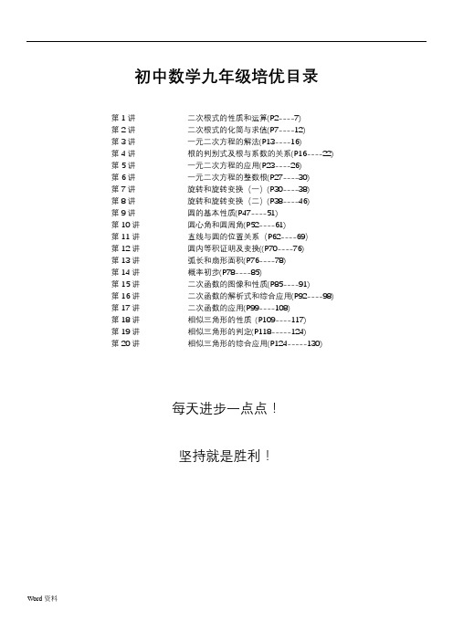 初中数学九年级培优教程整理(全)