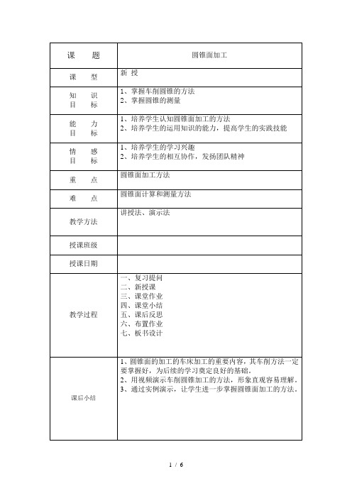 圆锥面的加工