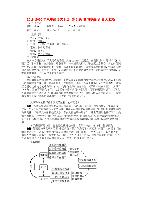 2019-2020年八年级语文下册 第6课 雪同步练习 新人教版