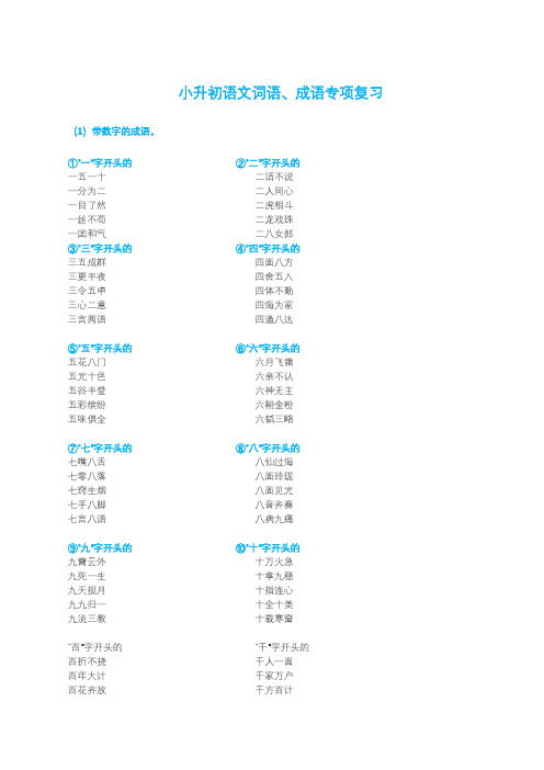 小升初语文词语、成语专项复习