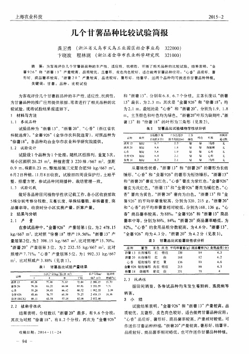 几个甘薯品种比较试验简报