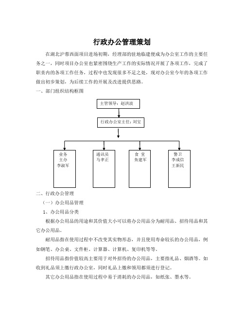 行政办公室策划策划书