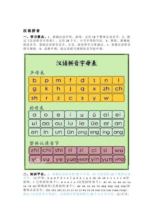 一年级语文大总结的汉语拼音、汉字、句子知识点!