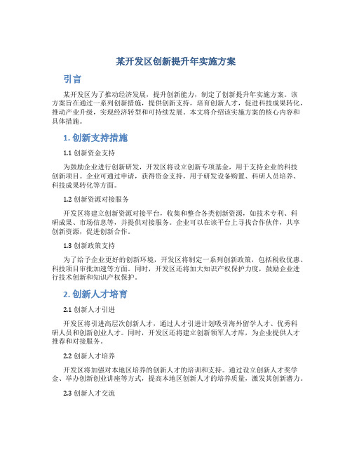 某开发区创新提升年实施方案 (2)