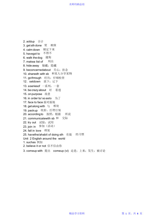 【精编】高一英语知识点归纳2021