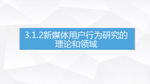 3.1.2新媒体用户行为研究的理论和领域