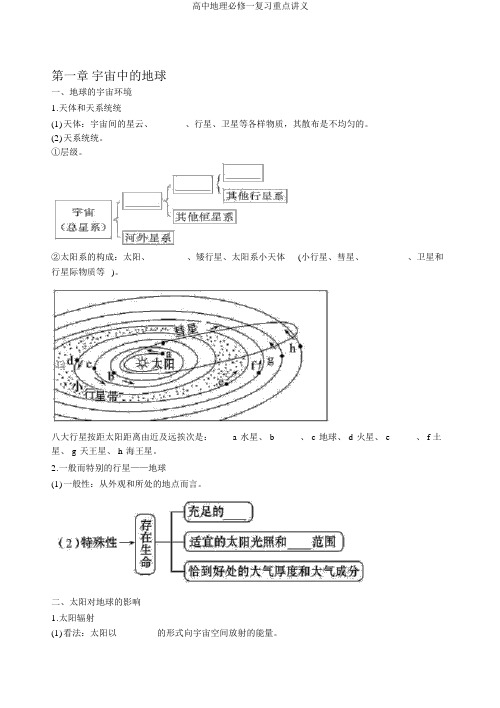 高中地理必修一复习要点讲义