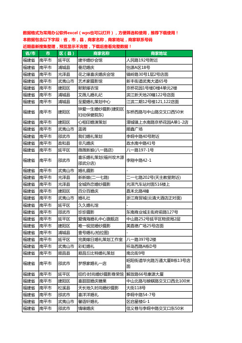 2020新版福建省南平市婚庆公司工商企业公司商家名录名单联系电话号码地址大全122家