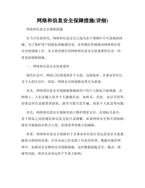 网络和信息安全保障措施(详细)