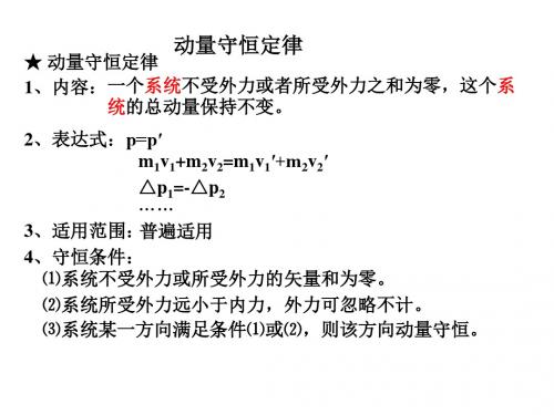 高一物理动量守恒定律