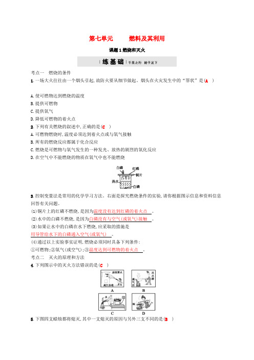 九年级化学上册第七单元燃料及其利用7.1燃烧和灭火练习新版新人教版