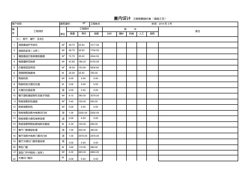 室内设计工程预算报价表.doc