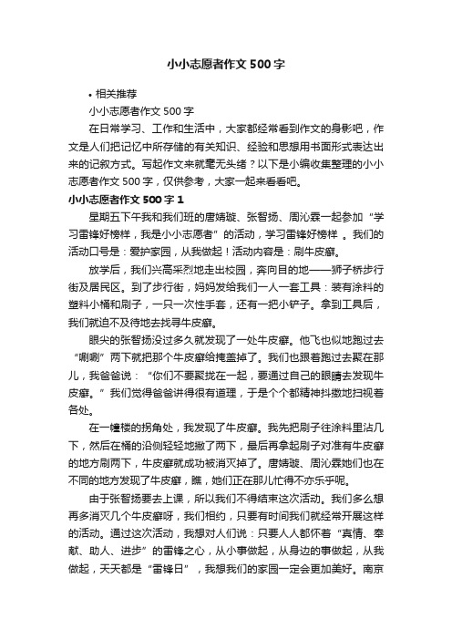 小小志愿者作文500字