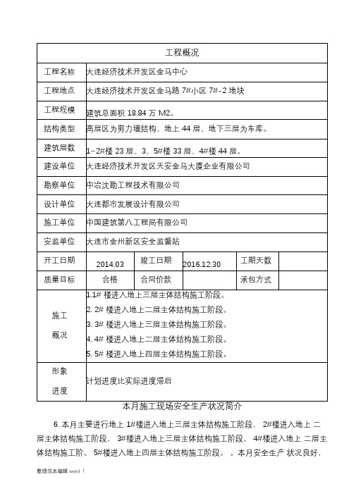 安全监理月报最新版