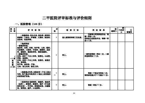 二甲医院评审标准与评价细则