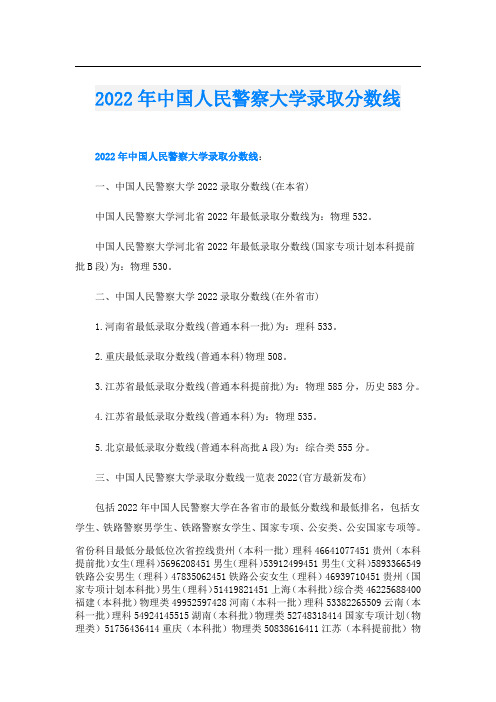 中国人民警察大学录取分数线