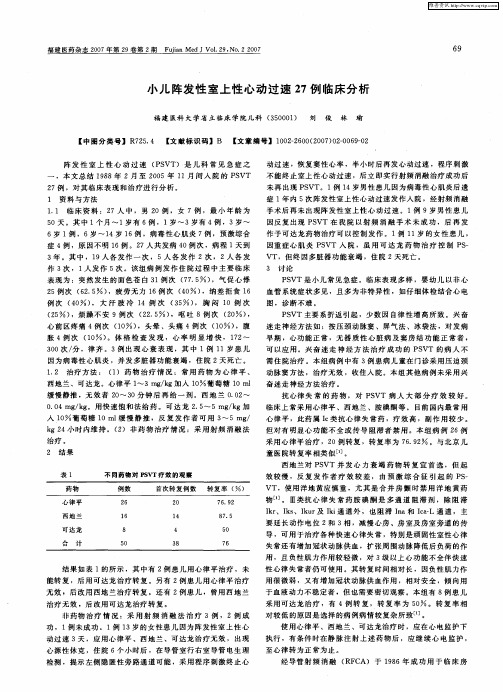 小儿阵发性室上性心动过速27例临床分析