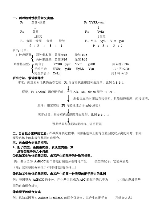 基因的自由组合定律的实质与应用