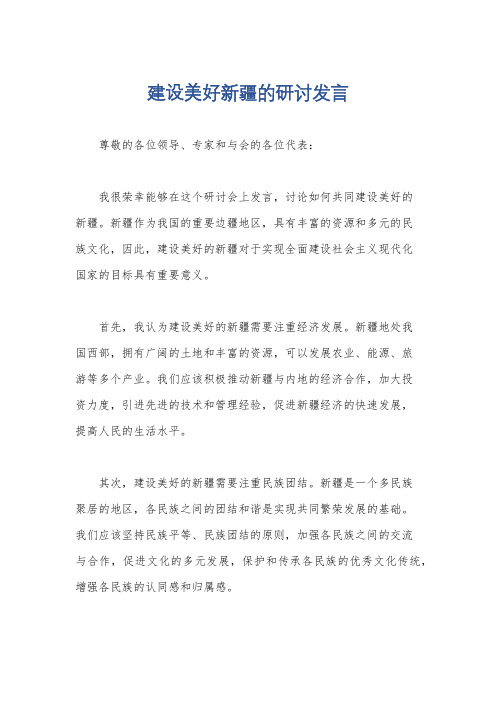 建设美好新疆的研讨发言