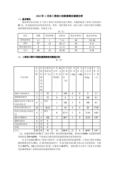 2015.2月I类切口统计表