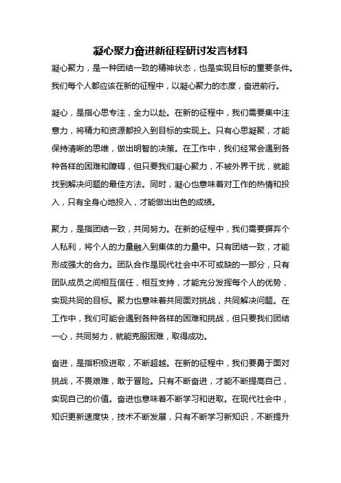 凝心聚力奋进新征程研讨发言材料