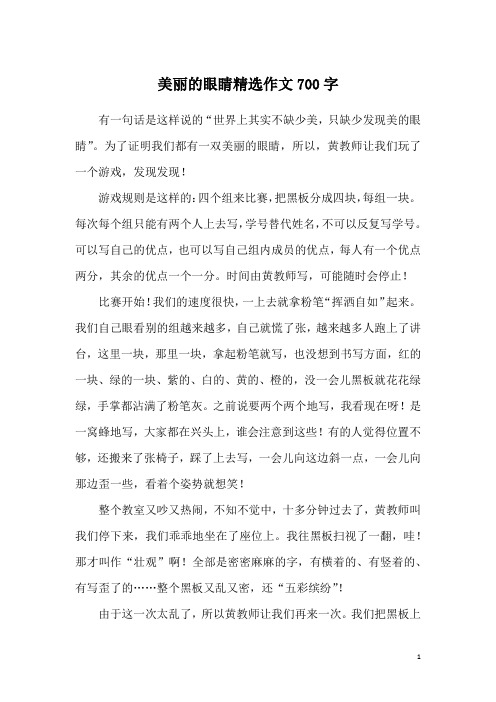 美丽的眼睛精选作文700字