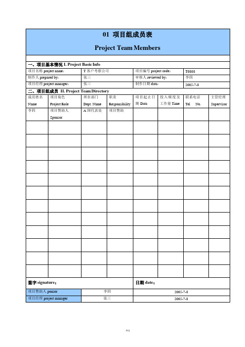 项目管理10大经典模板