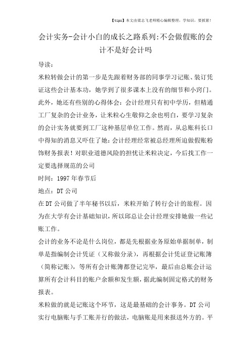 会计干货之会计小白的成长之路系列2不会做假账的会计不是好会计吗