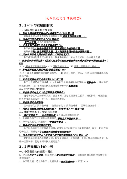 九年级政治复习提纲(3)